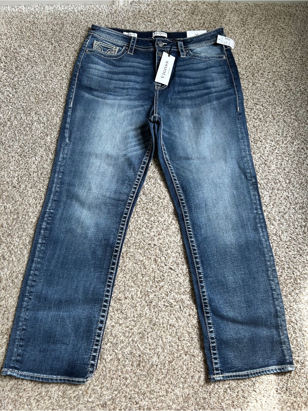 NWT Maurices Vigoss Straight Leg Jeans in Dark Blue Wash 16 Short Denim